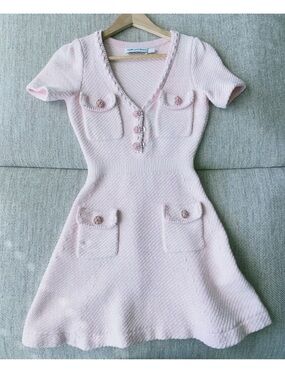 Self-Portrait Pale Pink Tweed Mini Dress